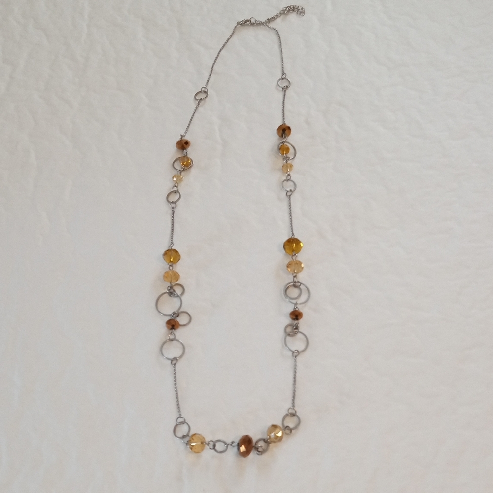 Source Unknown Silver and Amber Necklace